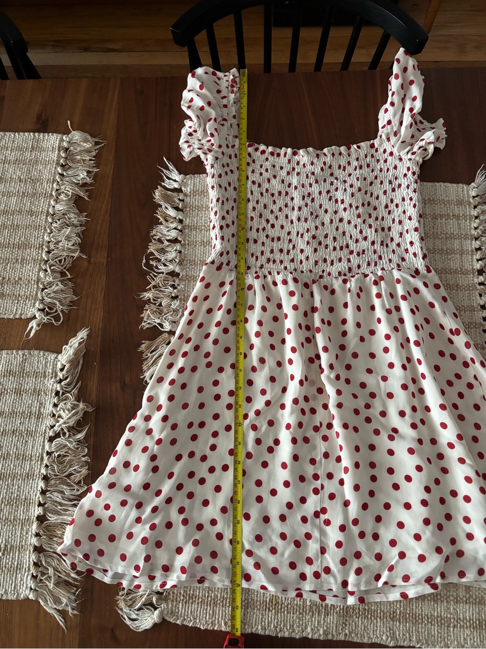 Reformation Cream Midi Dress with Red Polka Dots - Picture 10 of 11
